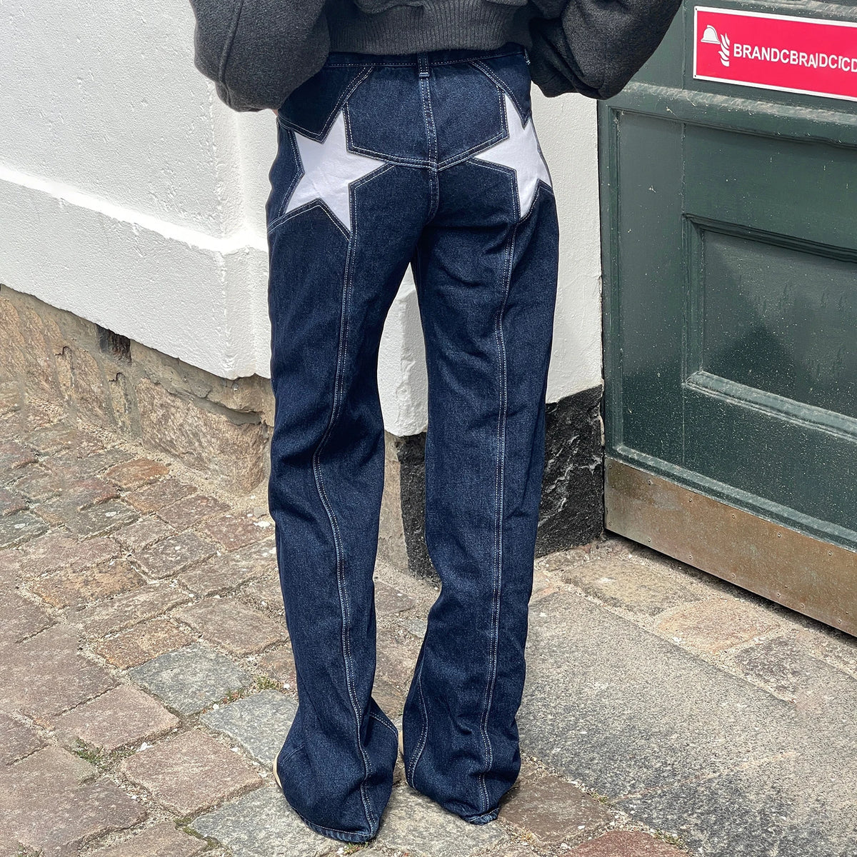 Y2K Star Print Straight-Leg Jeans