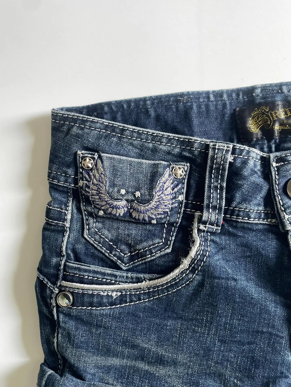 Y2K Wing Embroidered Denim Skirt