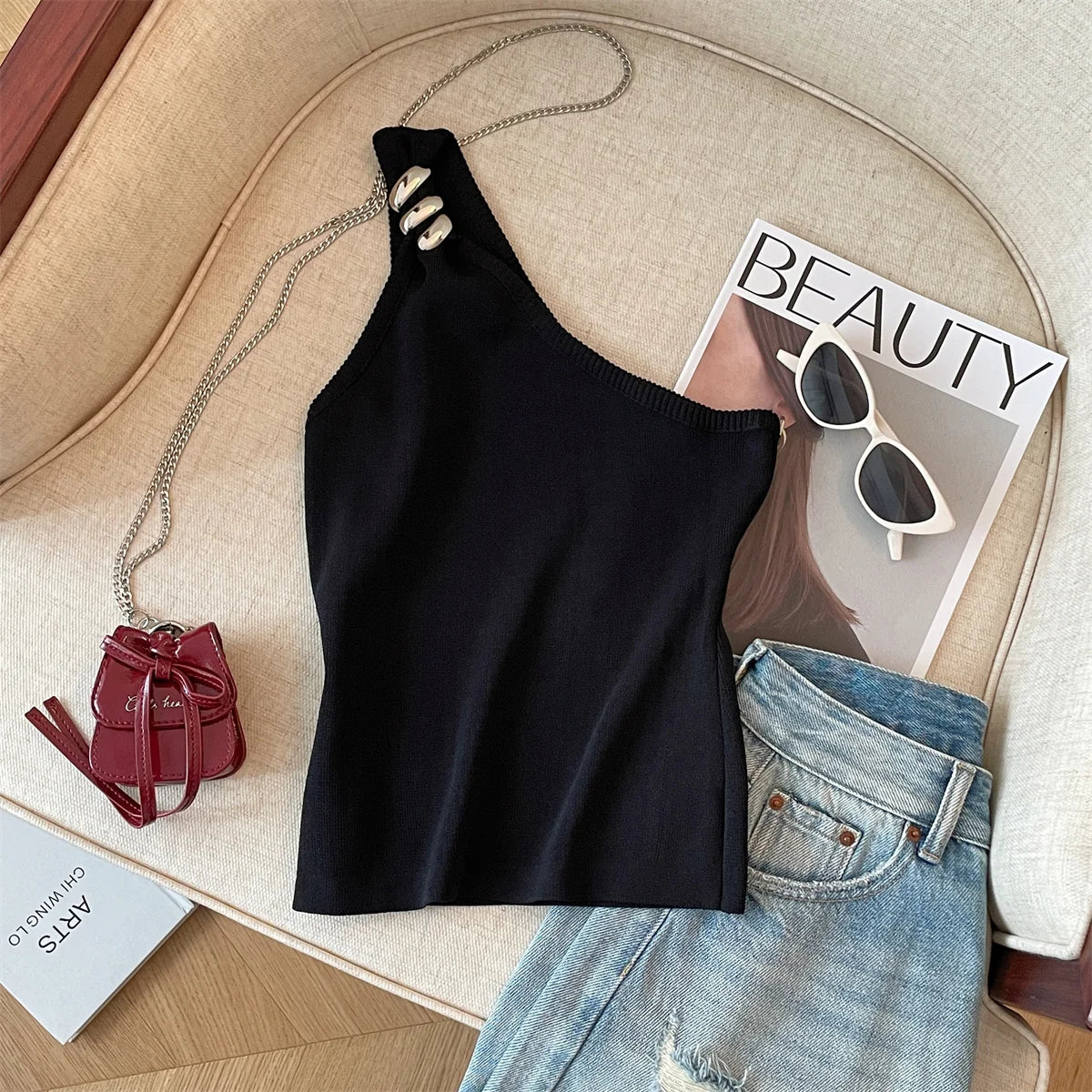 Y2K One-Shoulder Crop Top
