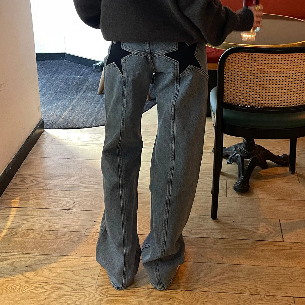 Y2K Star Print Straight-Leg Jeans