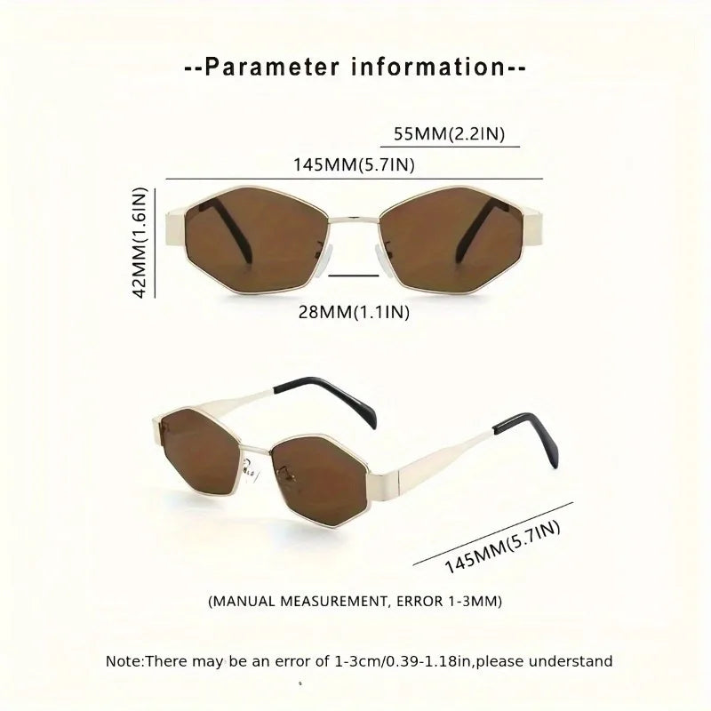 2 Trendy Glasses Combination Polygonal Round Frame Design
