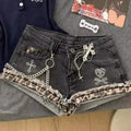Y2K Patchwork Denim Hot Pants