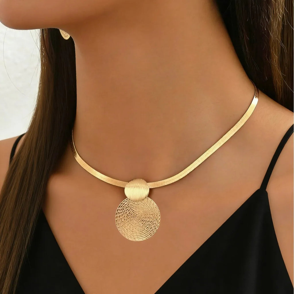 Spiral Disc Statement Necklace