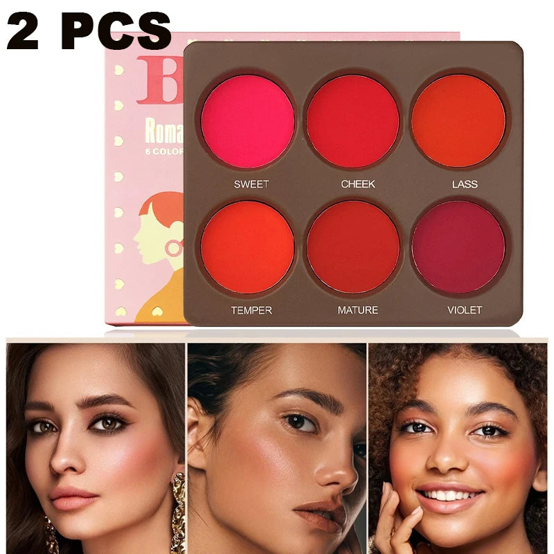 6-Color Matte Blush Palette 🌸