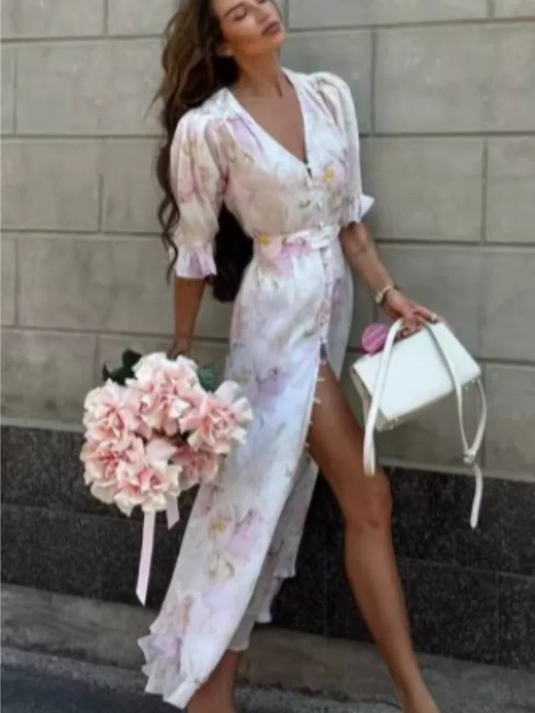 Flora Pleated Maxi Dress