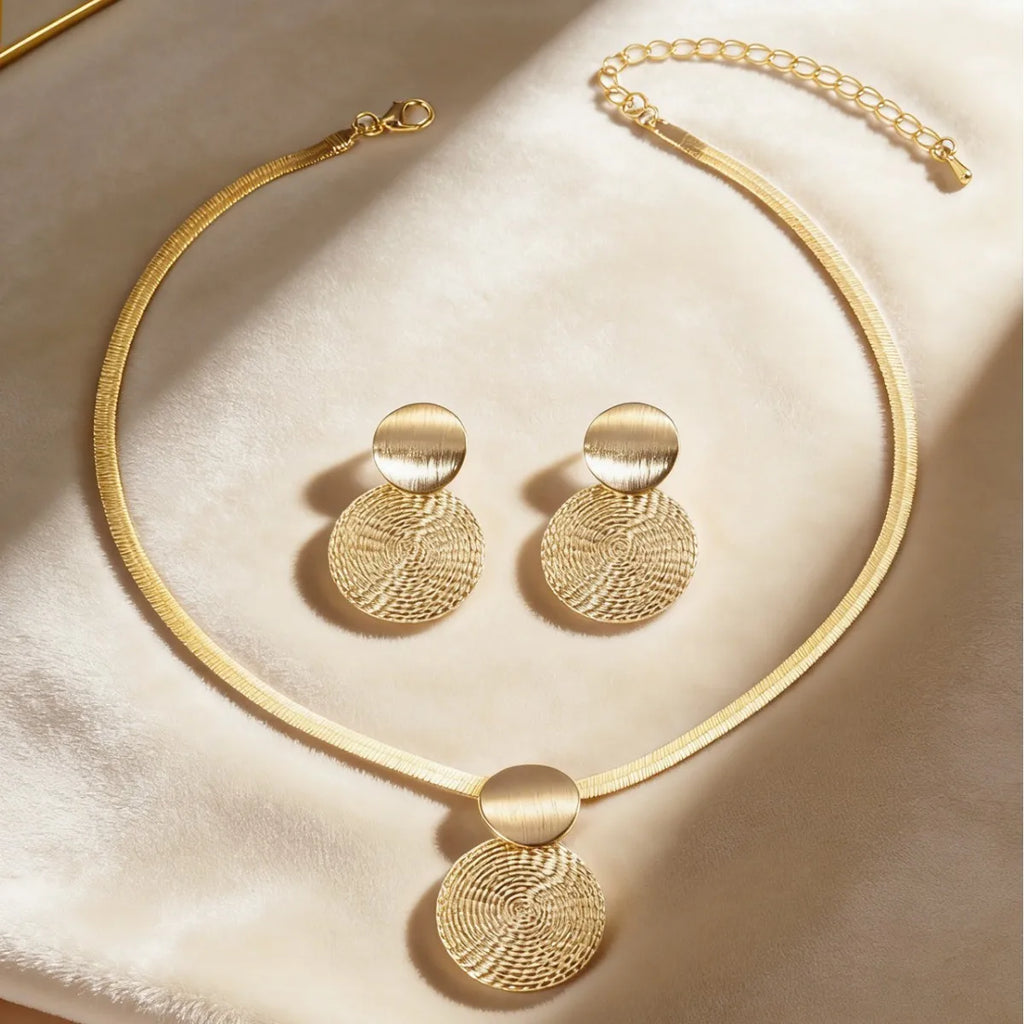 Spiral Disc Statement Necklace