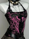 Lace Y2K Halter Crop Top