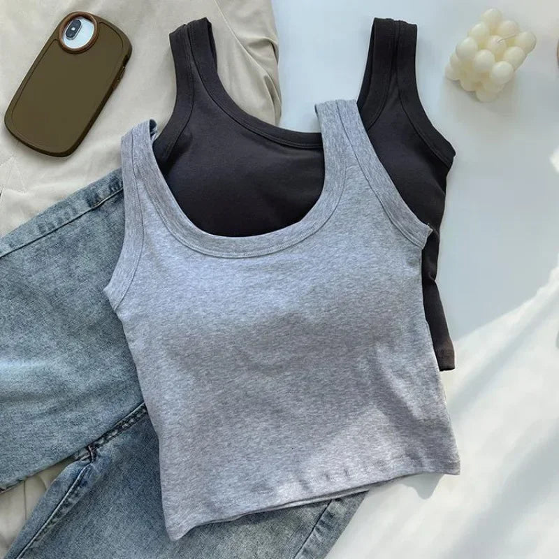Seamless Cotton Padded Tank Bra
