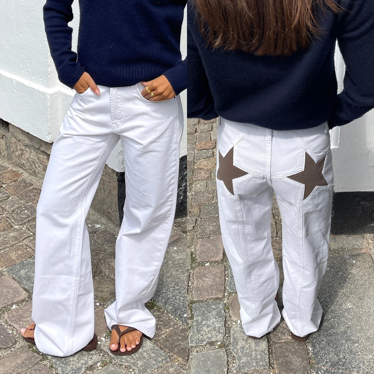 Y2K Star Print Straight-Leg Jeans