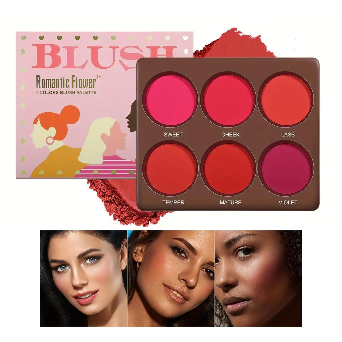 6-Color Matte Blush Palette 🌸