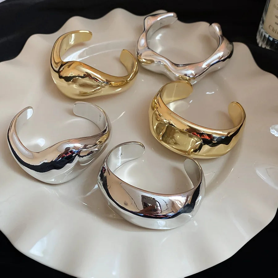 Twisted Geometric Open Bangle