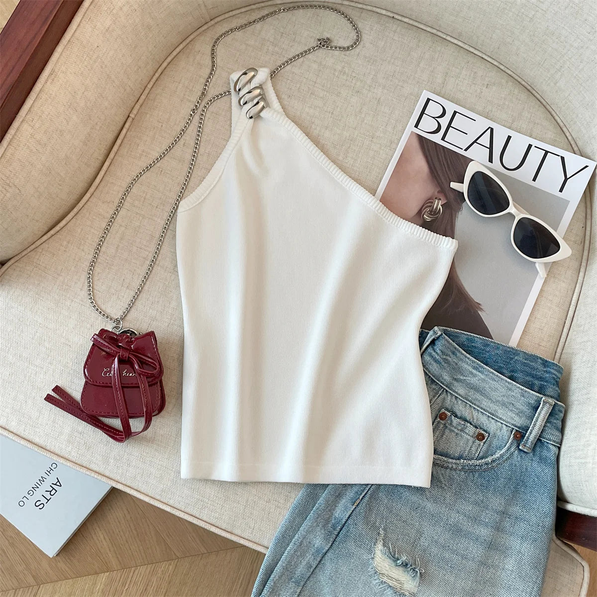 Y2K One-Shoulder Crop Top