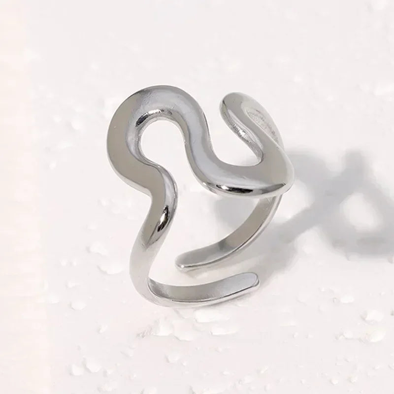 Stainless Steel Irregular Wave Rings