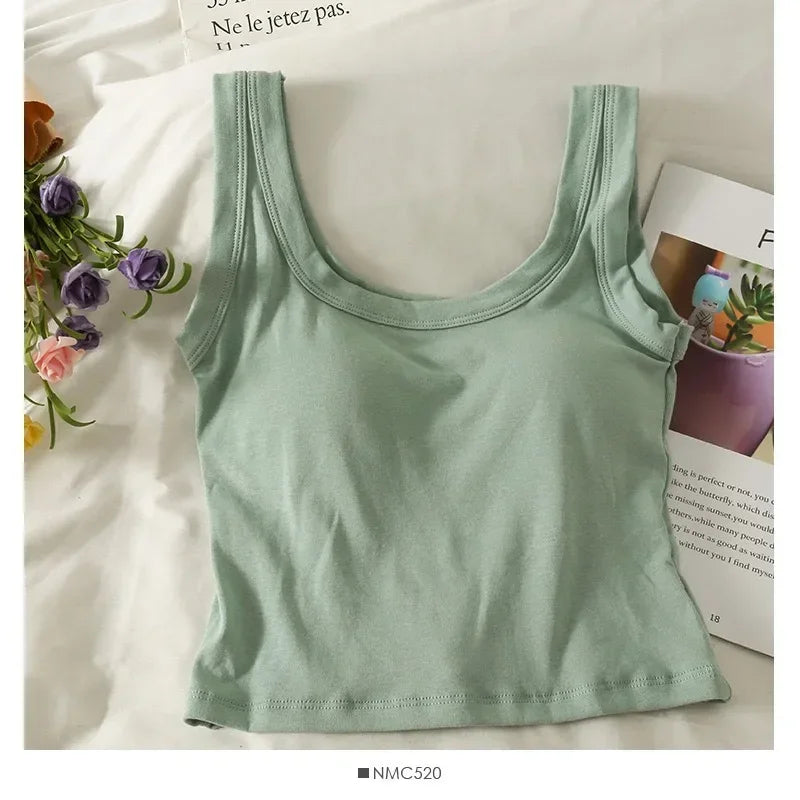 Seamless Cotton Padded Tank Bra