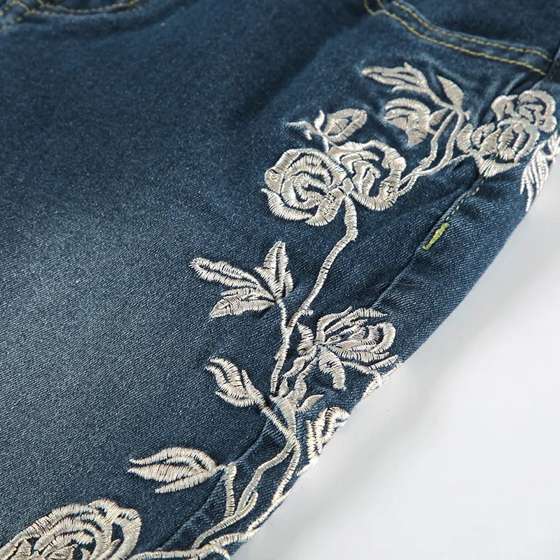 Y2K Floral Embroidery Jeans