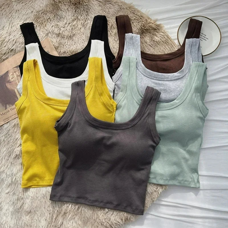 Seamless Cotton Padded Tank Bra