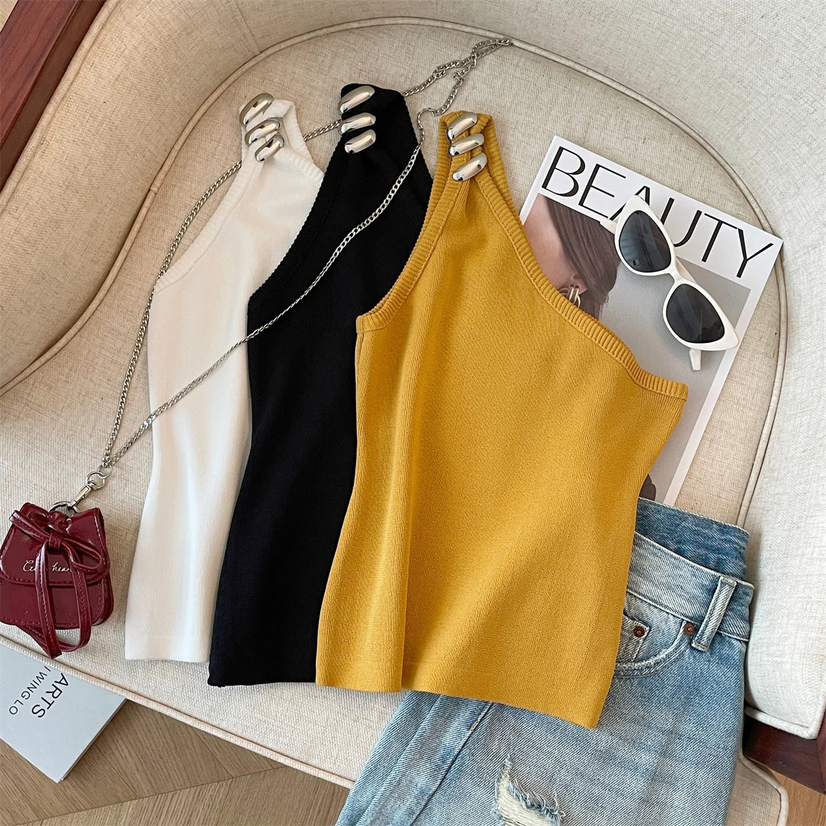 Y2K One-Shoulder Crop Top
