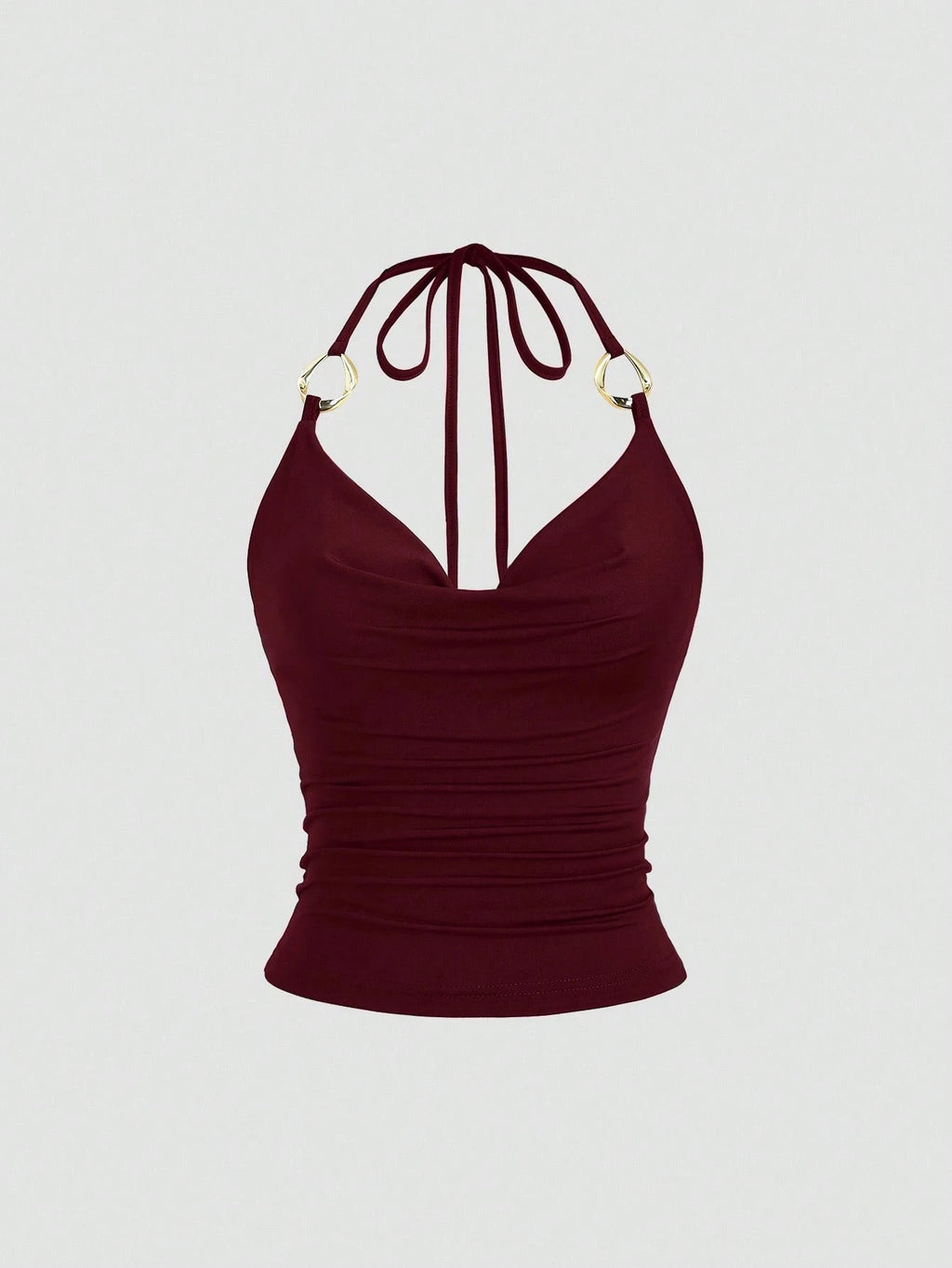 Metal Drape Halter Crop Top