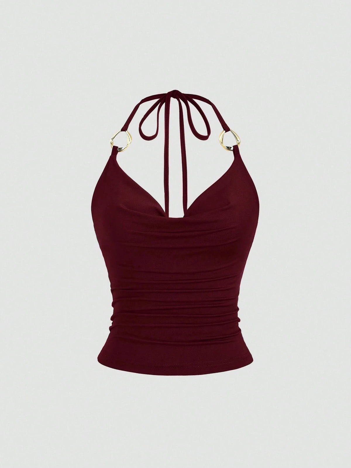 Metal Drape Halter Crop Top