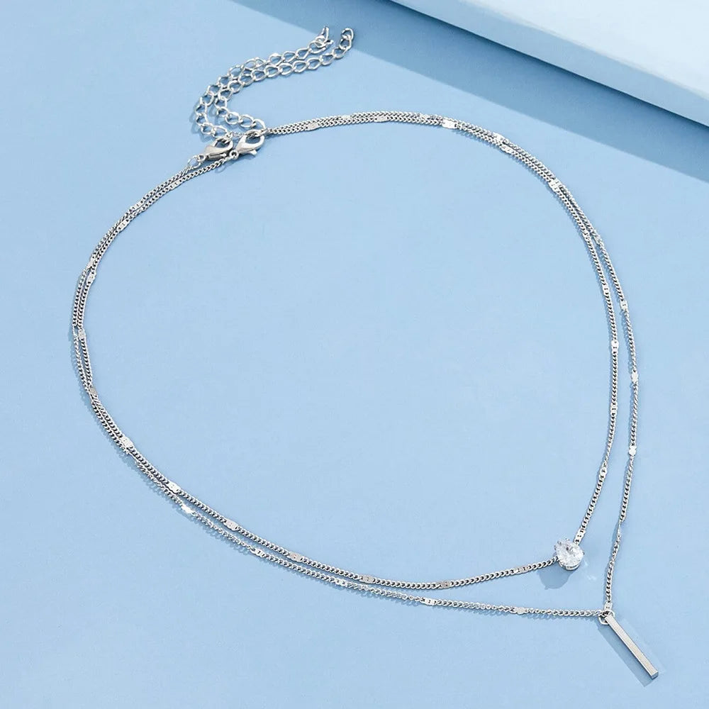 Zircon Layered Choker Necklace