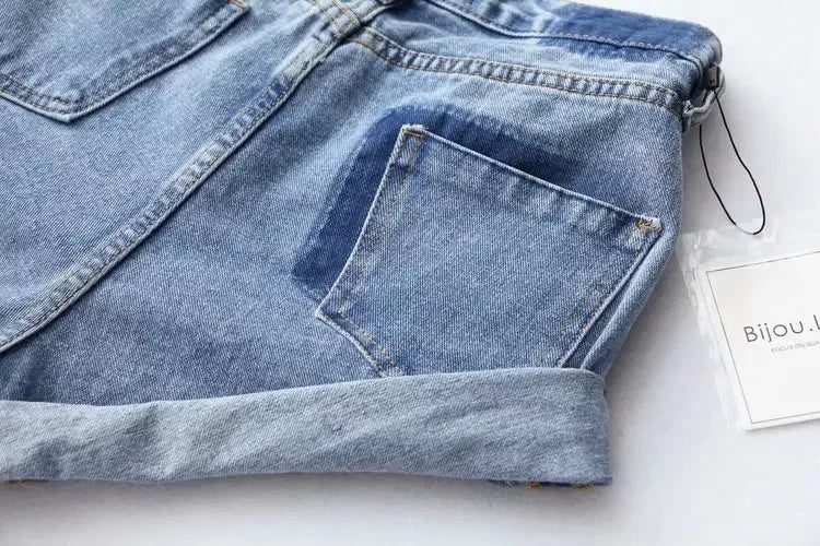 High-Waist Split-Hem Denim Shorts