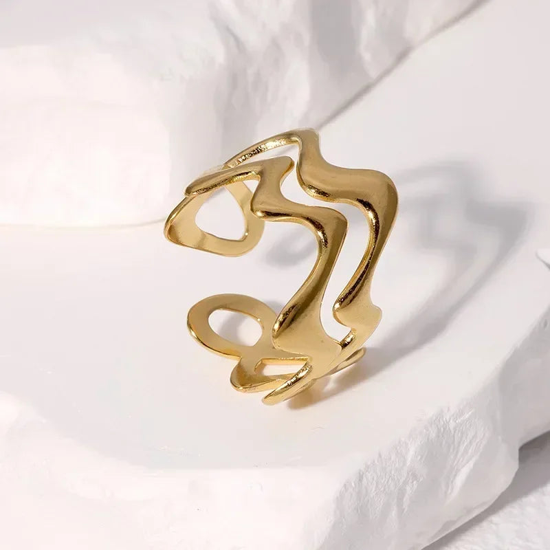 Stainless Steel Irregular Wave Rings