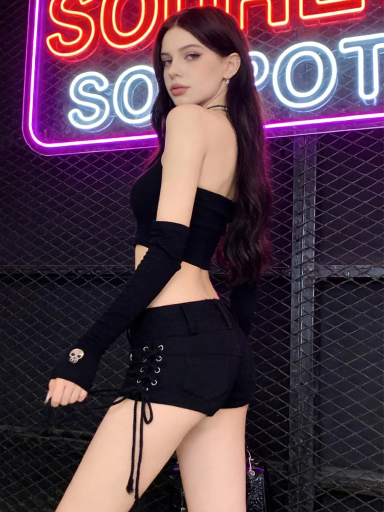 Y2K Gothic Denim Shorts