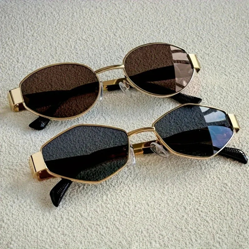 2 Trendy Glasses Combination Polygonal Round Frame Design
