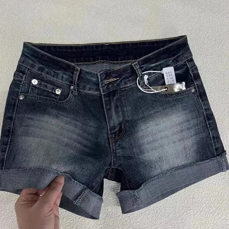Retro Low-Rise Denim Shorts