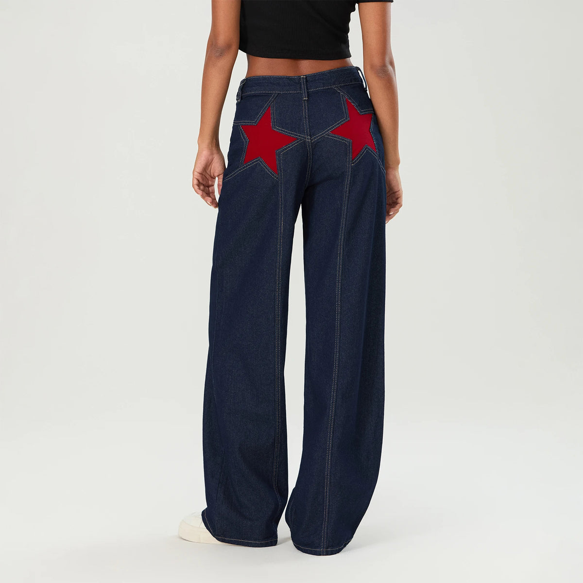 Y2K Star Print Straight-Leg Jeans