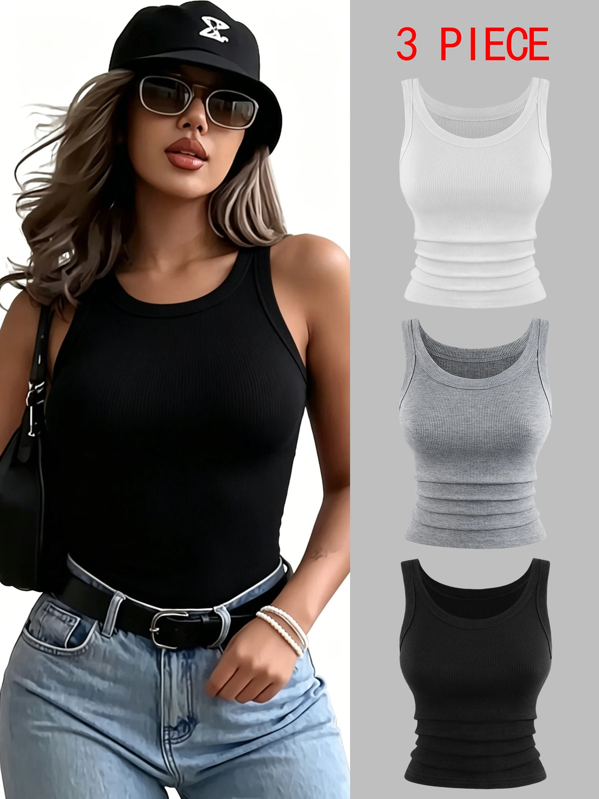 3-Pack Y2K Ribbed Tank Tops