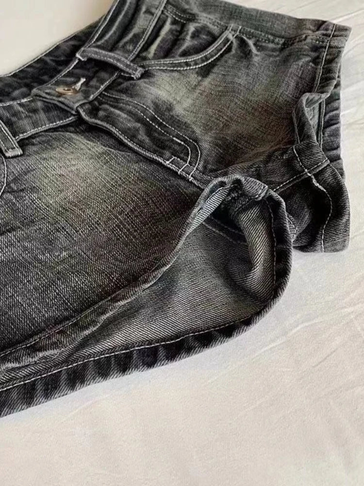 Vintage Black Y2K Denim Shorts