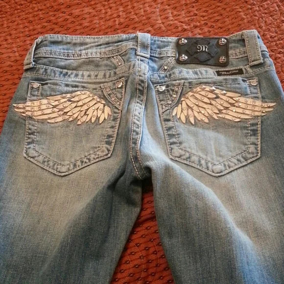 Y2K Rhinestone Wing Flare Jeans 🪽