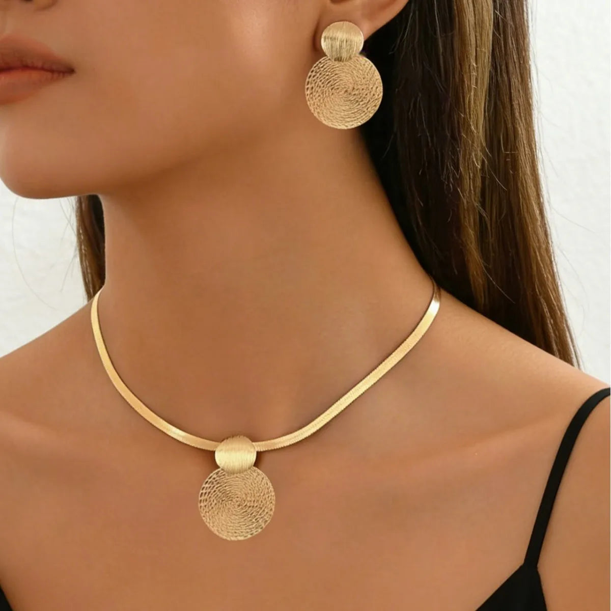 Spiral Disc Statement Necklace