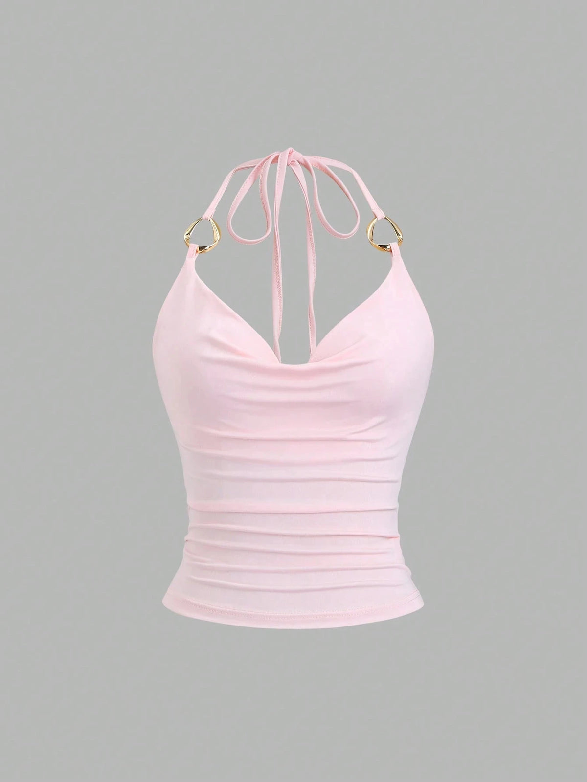 Metal Drape Halter Crop Top