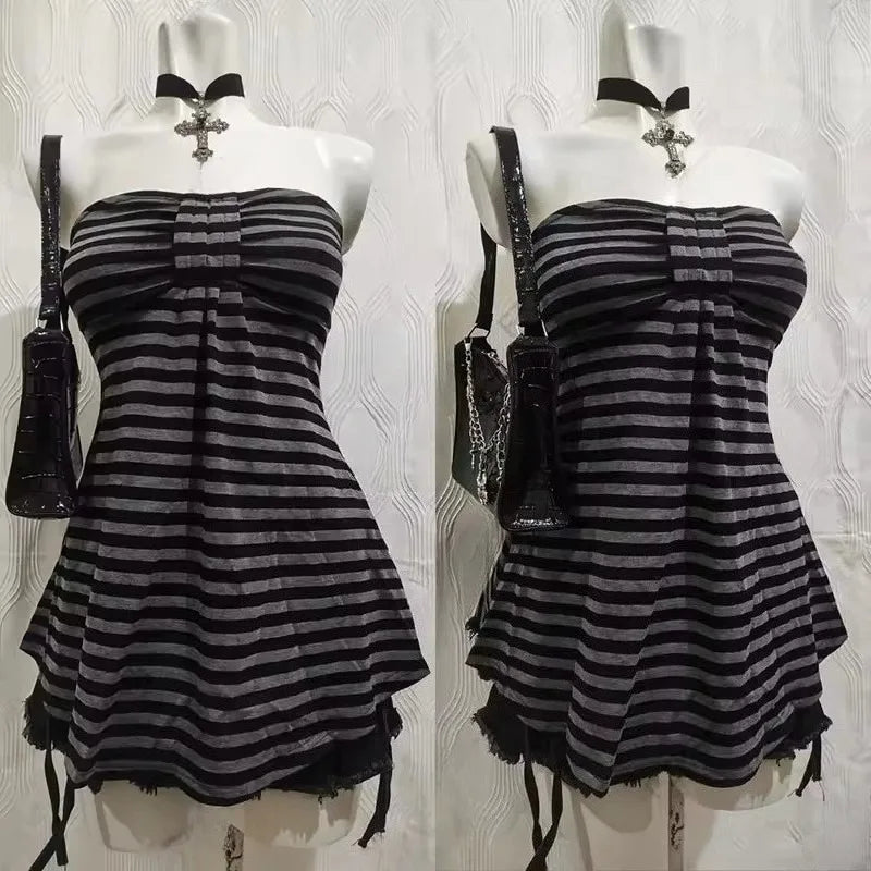 Y2K Punk Striped Tank Top