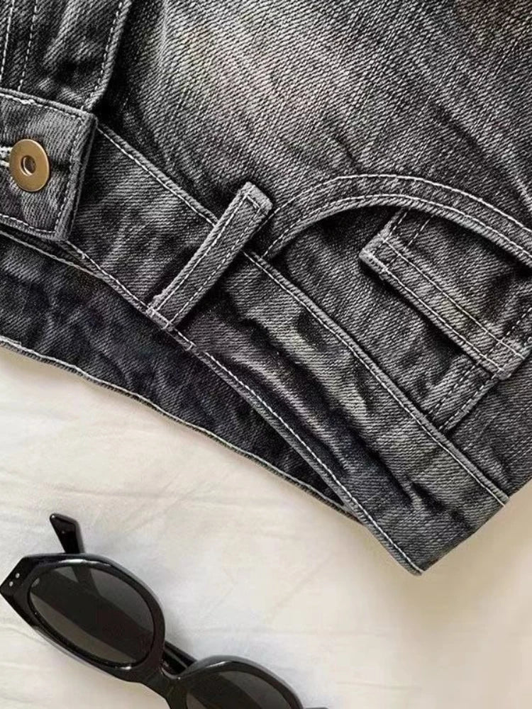Vintage Black Y2K Denim Shorts