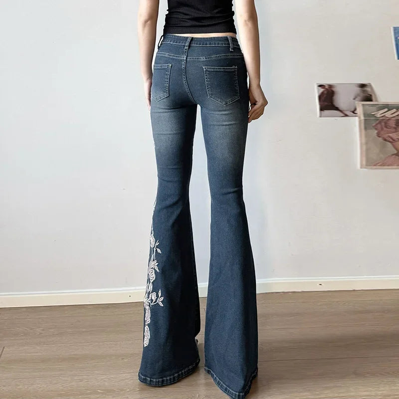 Y2K Floral Embroidery Jeans
