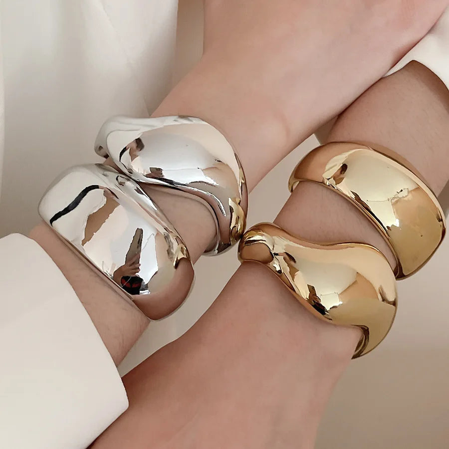 Twisted Geometric Open Bangle