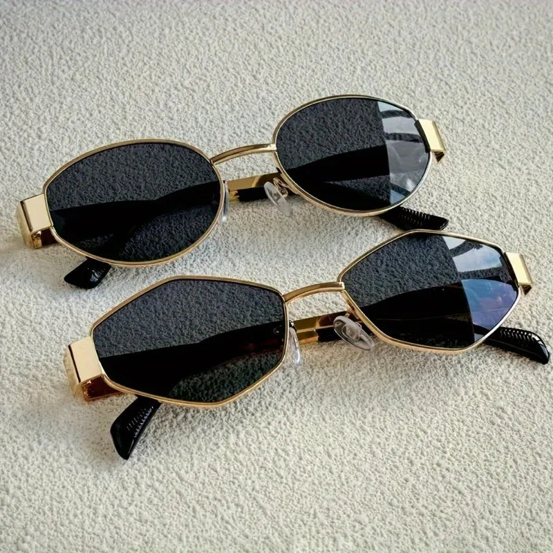 2 Trendy Glasses Combination Polygonal Round Frame Design