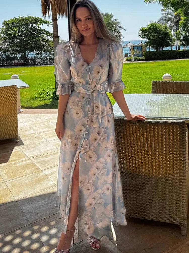 Flora Pleated Maxi Dress