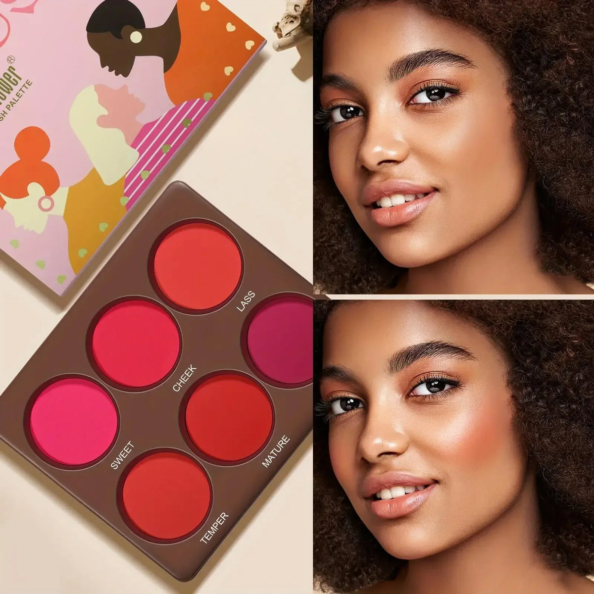 6-Color Matte Blush Palette 🌸