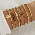 7-Piece Boho Heart Bead Bracelet Set