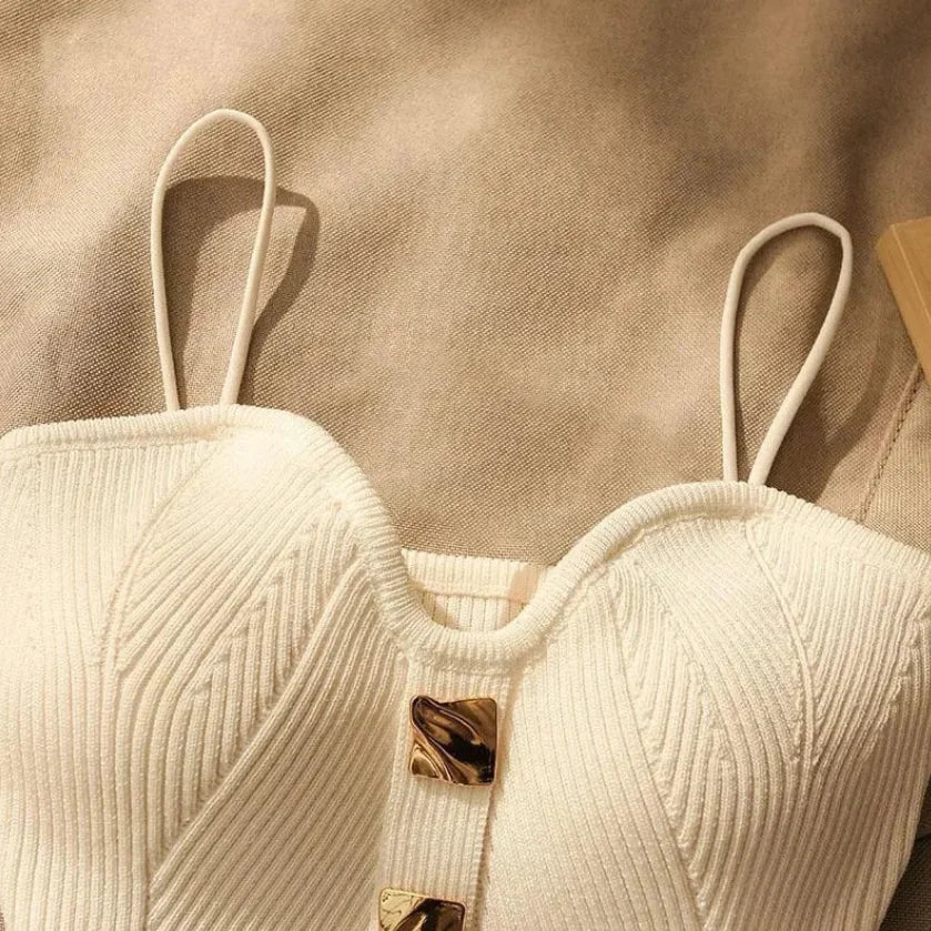 French Cross-Knit Cami Top