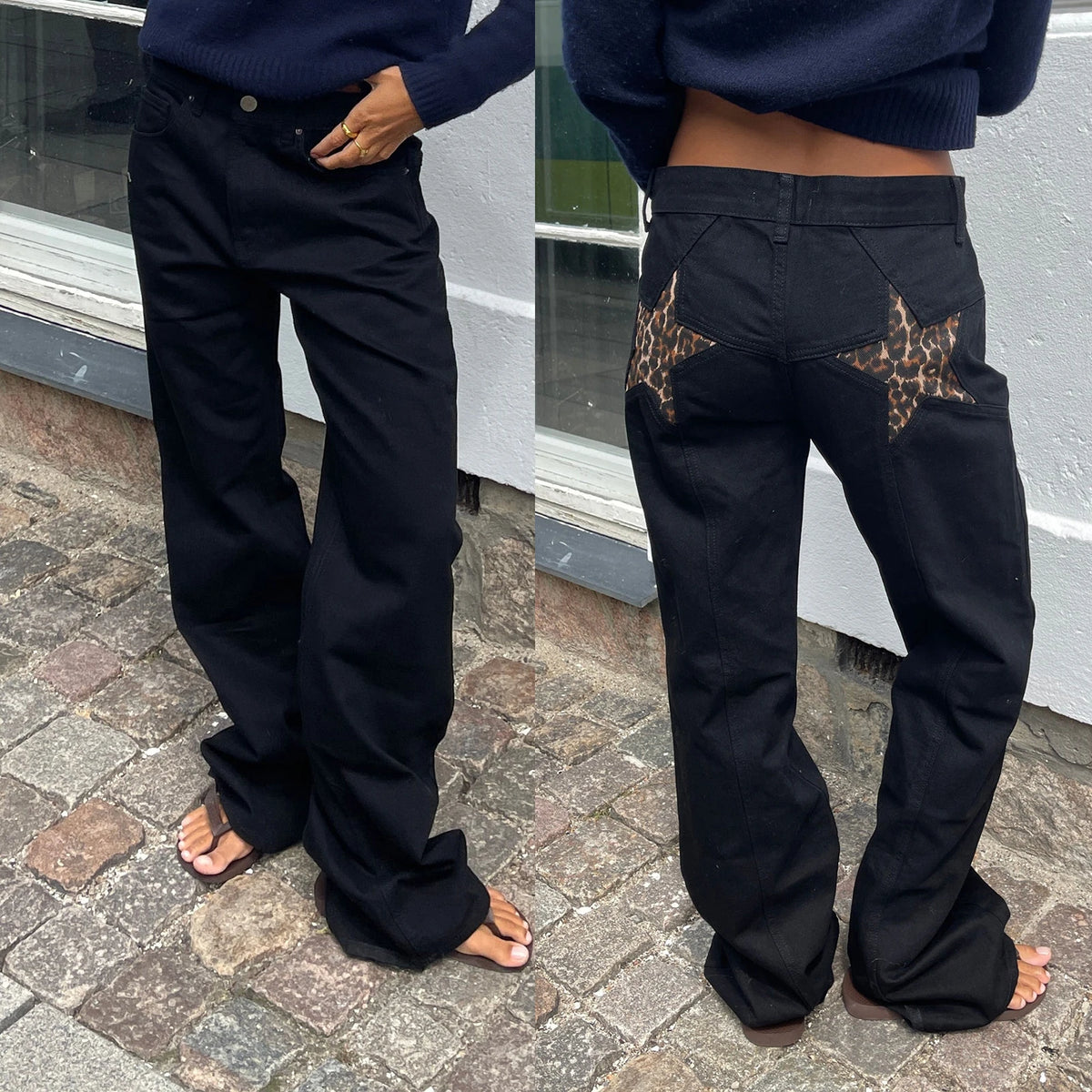 Y2K Star Print Straight-Leg Jeans