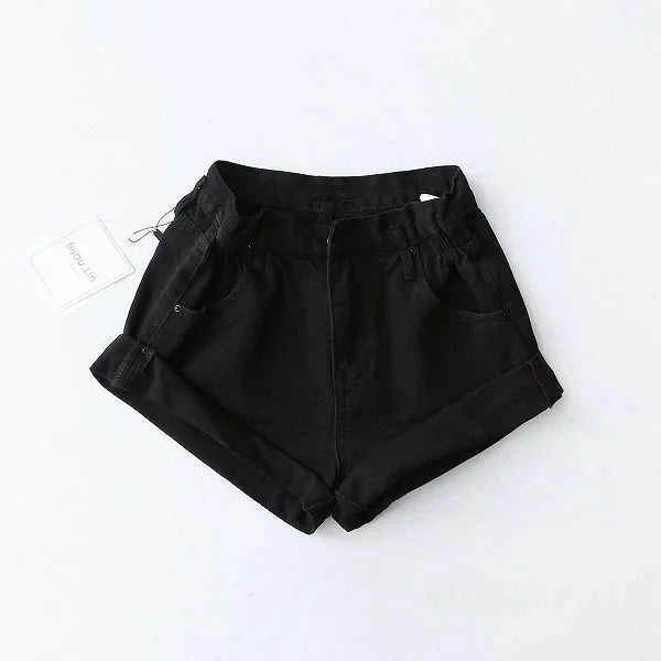 High-Waist Split-Hem Denim Shorts
