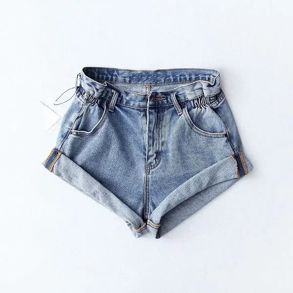 High-Waist Split-Hem Denim Shorts