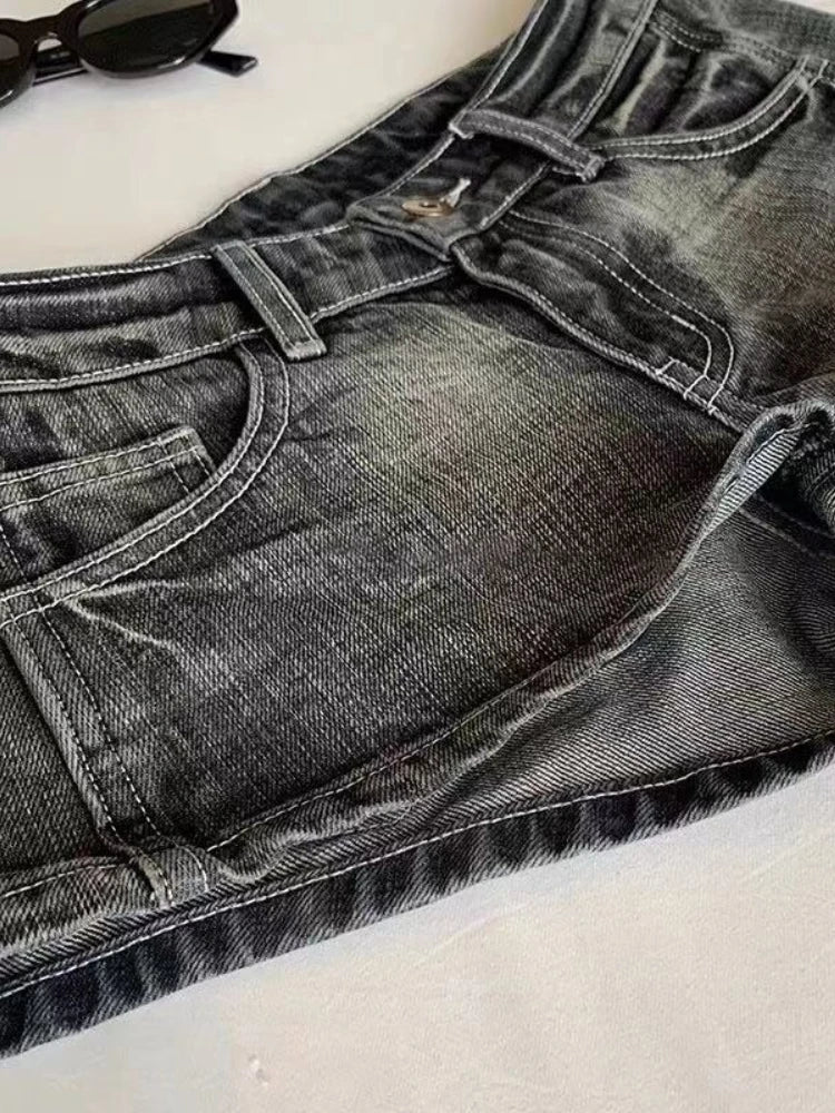 Vintage Black Y2K Denim Shorts