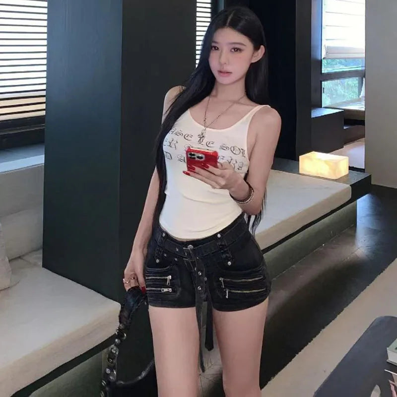 Y2K Gothic Low-Waist Denim Shorts