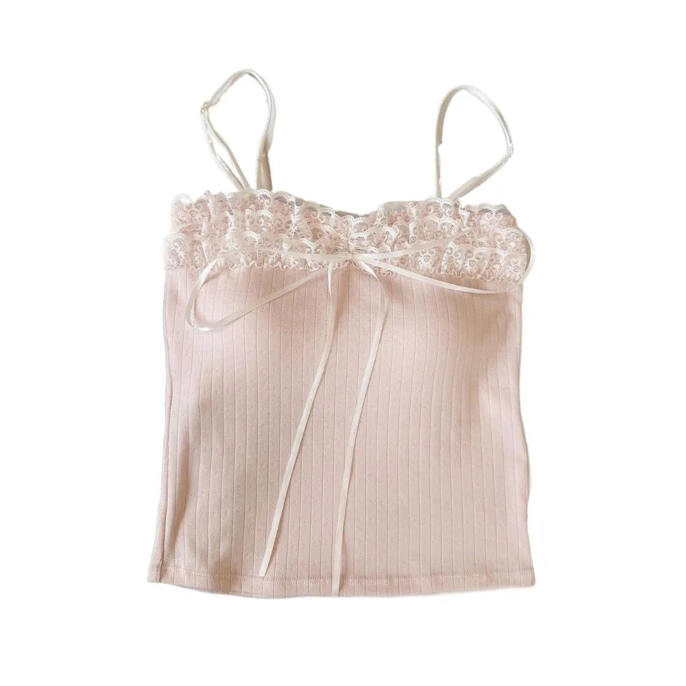 Bow Lace Padded Crop Top